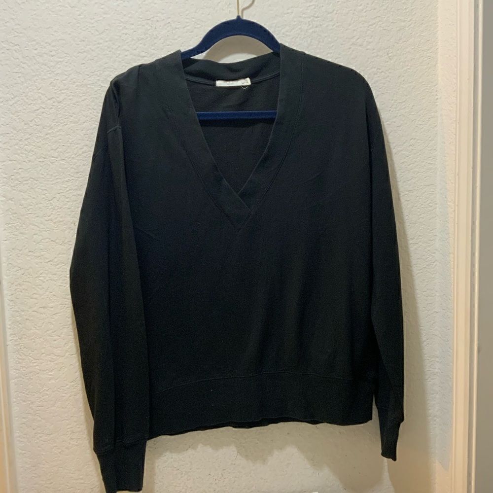 Rag & Bone V-Neck Lightweight Sweatshirt Women's S/P  Black